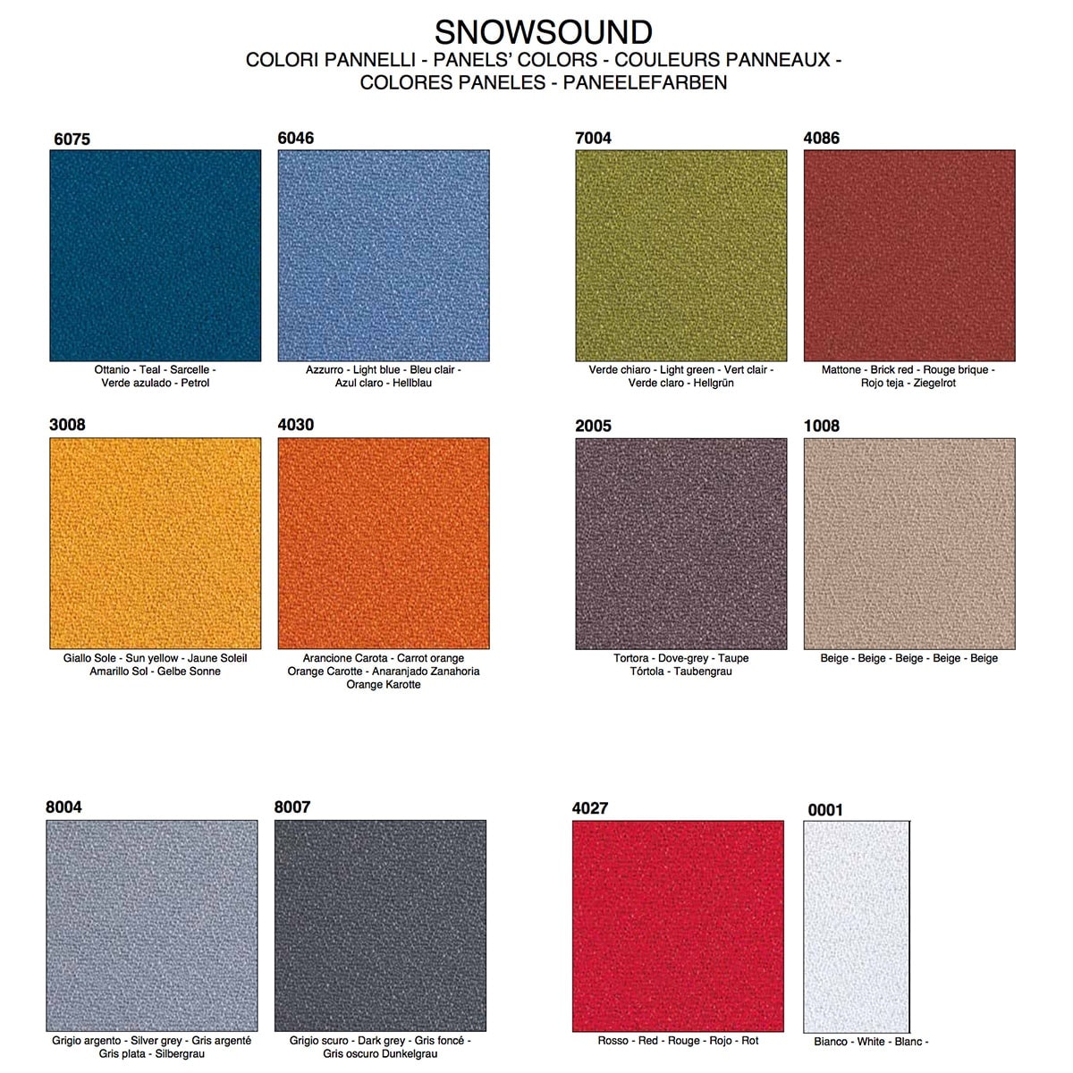 Caimi Corner 44 e Corner 59 - Pannello Fonoassorbente da Scrivania - Cartella Colori Pannelli Fonoassorbenti Caimi SnowSond 01