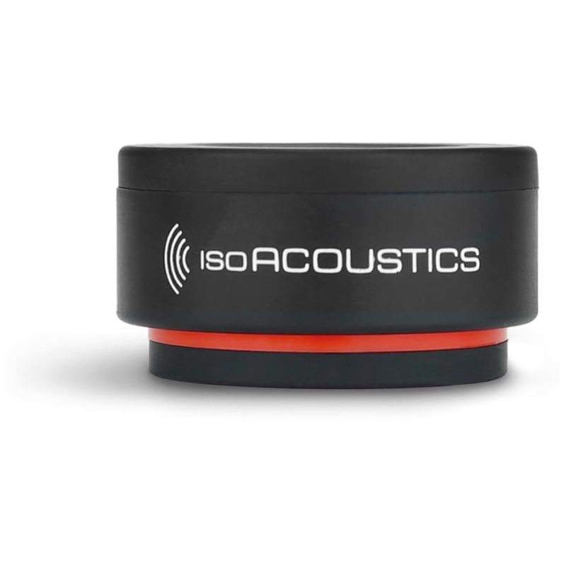 Isoacoustics_ISO-PUCK-MINI_15900036 Piedino disaccoppiante nero IsoAcoustics di piccolo diametro, con anello rosso alla base