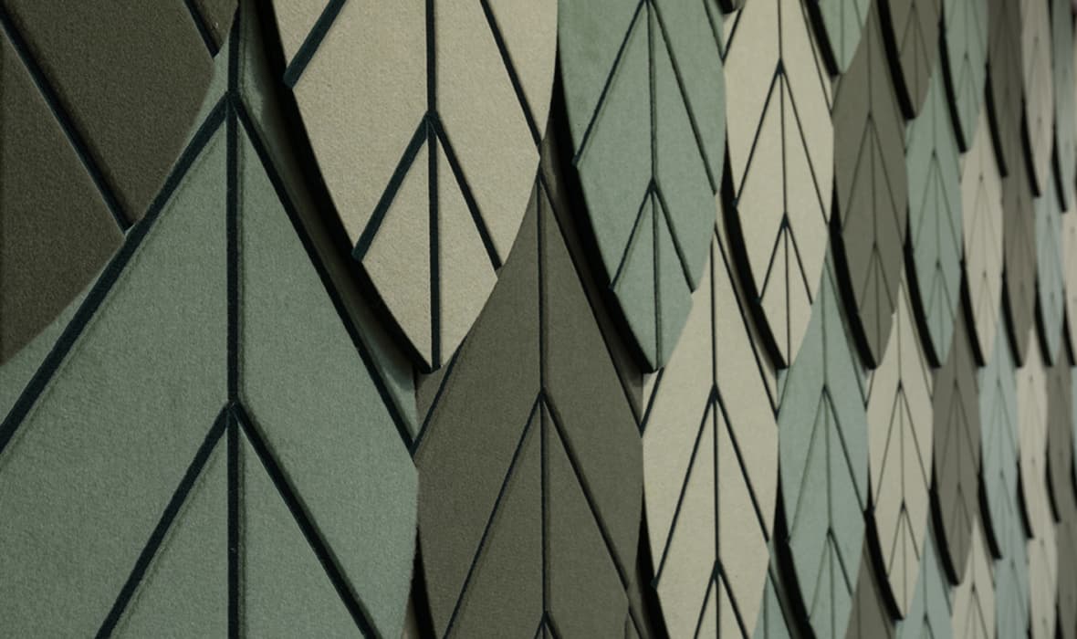 Applicazione Tessuto Fonoassorbente decorativo Autex Vertiface 20