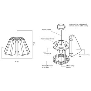 Schema di composizione - Lampada Acustica Fonoassorbente – MARA