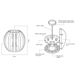Schema di composizione - Lampada Acustica Fonoassorbente – RONDA