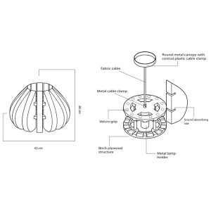 Schema di composizione - Lampada Acustica Fonoassorbente – TANGERI
