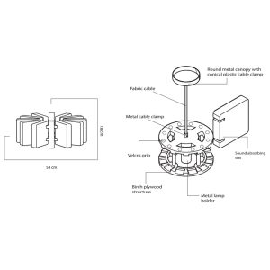Schema di composizione - Lampada Acustica Fonoassorbente – TETRA