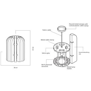 Schema di composizione - Lampada Acustica Fonoassorbente – TORONTO