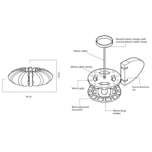 Schema di composizione - Lampada Acustica Fonoassorbente – ZAGARA
