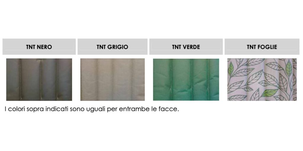 Colori disponibili dei Teli fonoassorbenti e fonoisolanti Rapida, per uso esterno ed interno