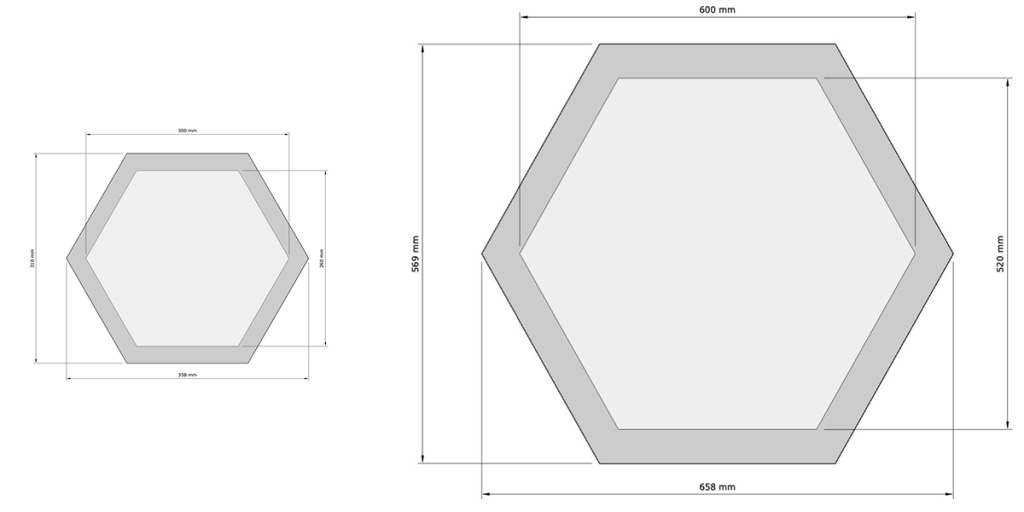 Pannelli fonoassorbenti Feltro. Immagine dimensioni. Pannelli realizzati con Feltro ad alta densità accoppiato con Melamina Basptect