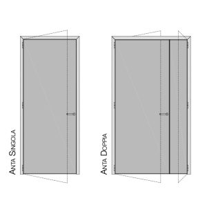 Porta fonoisolante 42dB con ante laminate e telaio in acciaio.
