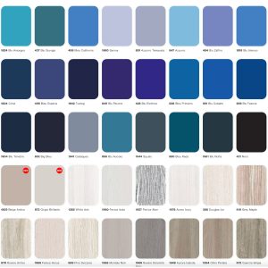 Scheda Colori Laminati Abet. Porta fonoisolante 42dB con ante laminate e telaio in acciaio.