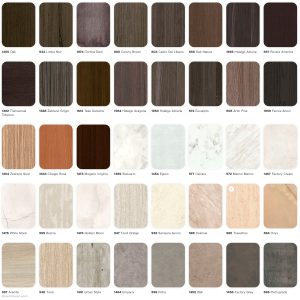 Scheda Colori Laminati Abet. Porta fonoisolante 42dB con ante laminate e telaio in acciaio.