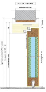 Porta fonoisolante 42dB con ante laminate e telaio in acciaio.