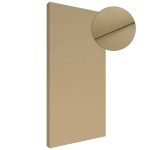 Pannello rettangolare rivestito in tessuto color camel, con dettaglio ingrandito della trama fonotrasparente