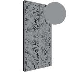 Pannello ibrido 120x60 cm con fronte in legno grigio forato secondo una sequenza binaria