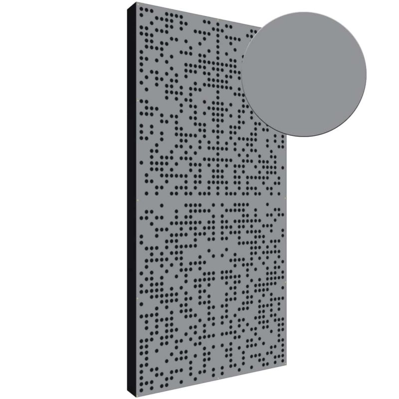 10-Grey-Pannello_Ibrido_Fonoassorbente_Diffusore_NUMERIC5.jpg Pannello ibrido 120x60 cm con fronte in legno grigio forato secondo una sequenza binaria