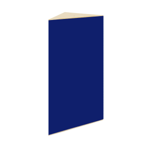 Bass trap angolare Eureka a sezione triangolare, rivestito in tessuto blu zaffiro, alto 100 cm
