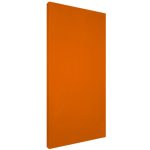Pannello fonoassorbente rivestito in tessuto fonotrasparente arancione su telaio in legno