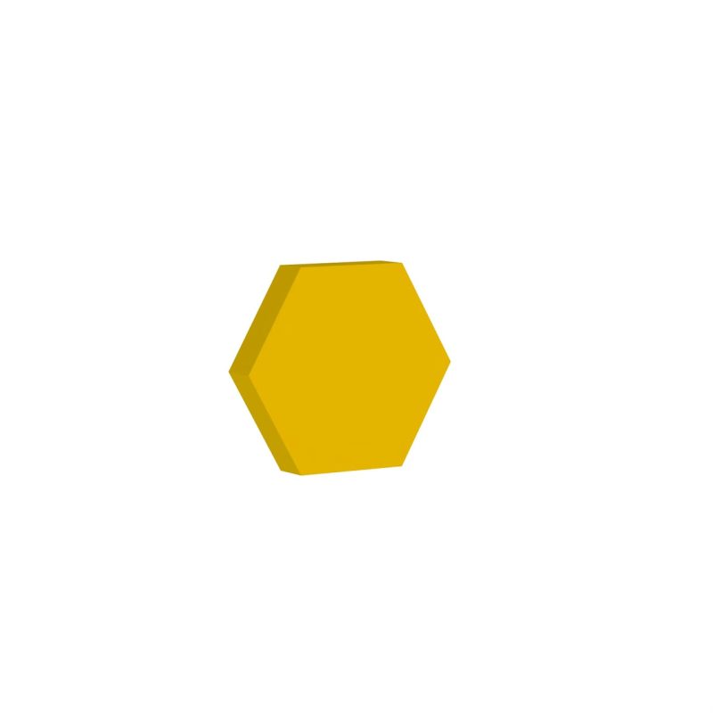 Pannello_fonoassorbente_FORMA_PU_hexagon_Lemon Modulo fonoassorbente esagonale giallo limone in schiuma acustica, spessore 50 mm