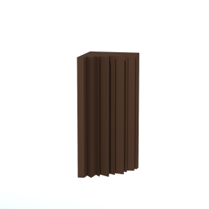 Bass trap angolare in schiuma poliuretanica marrone mocha, con profilo a lamelle verticali sul fronte