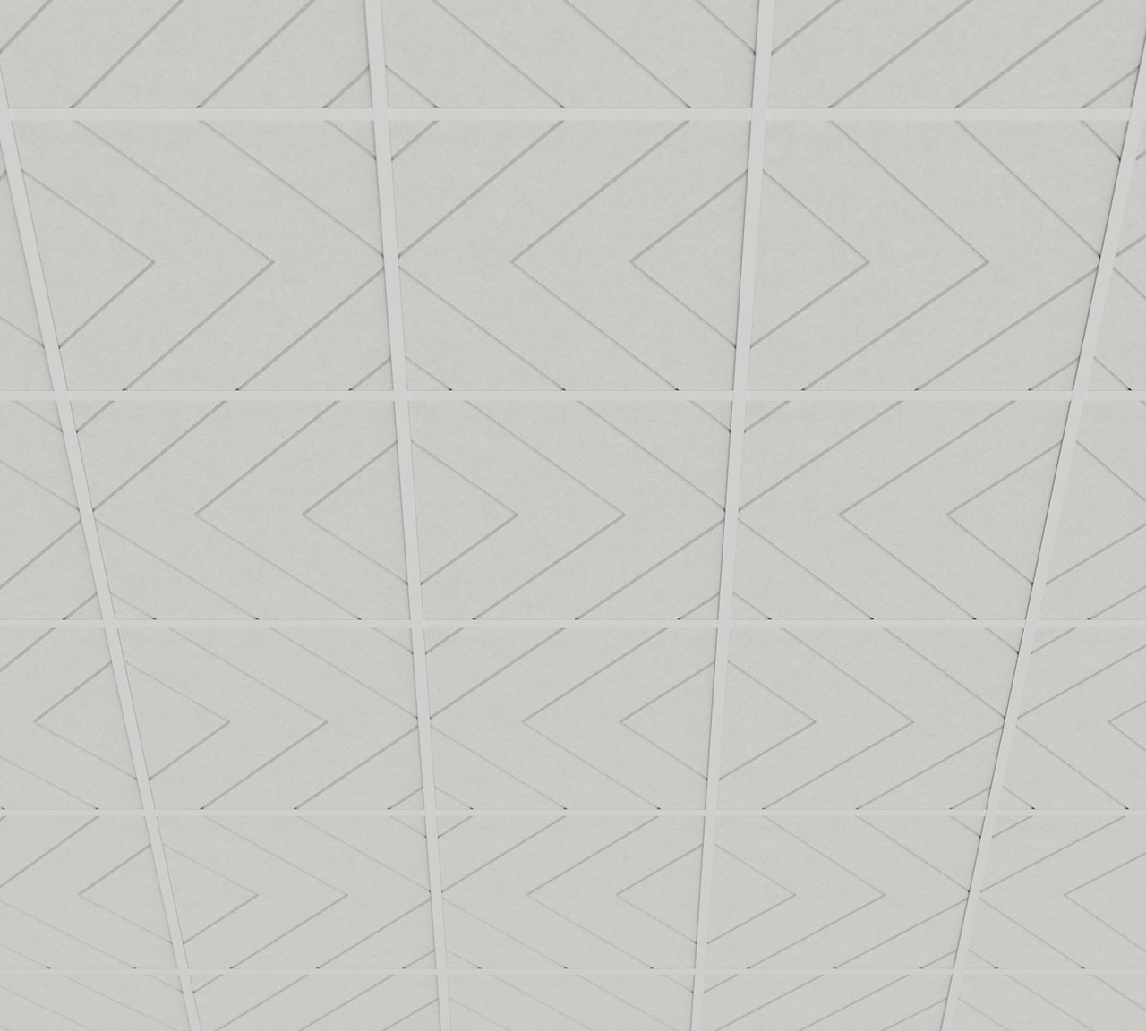 pannello fonoassorbente Chevron M DeFelt per soffitto - applicazione progetto 1