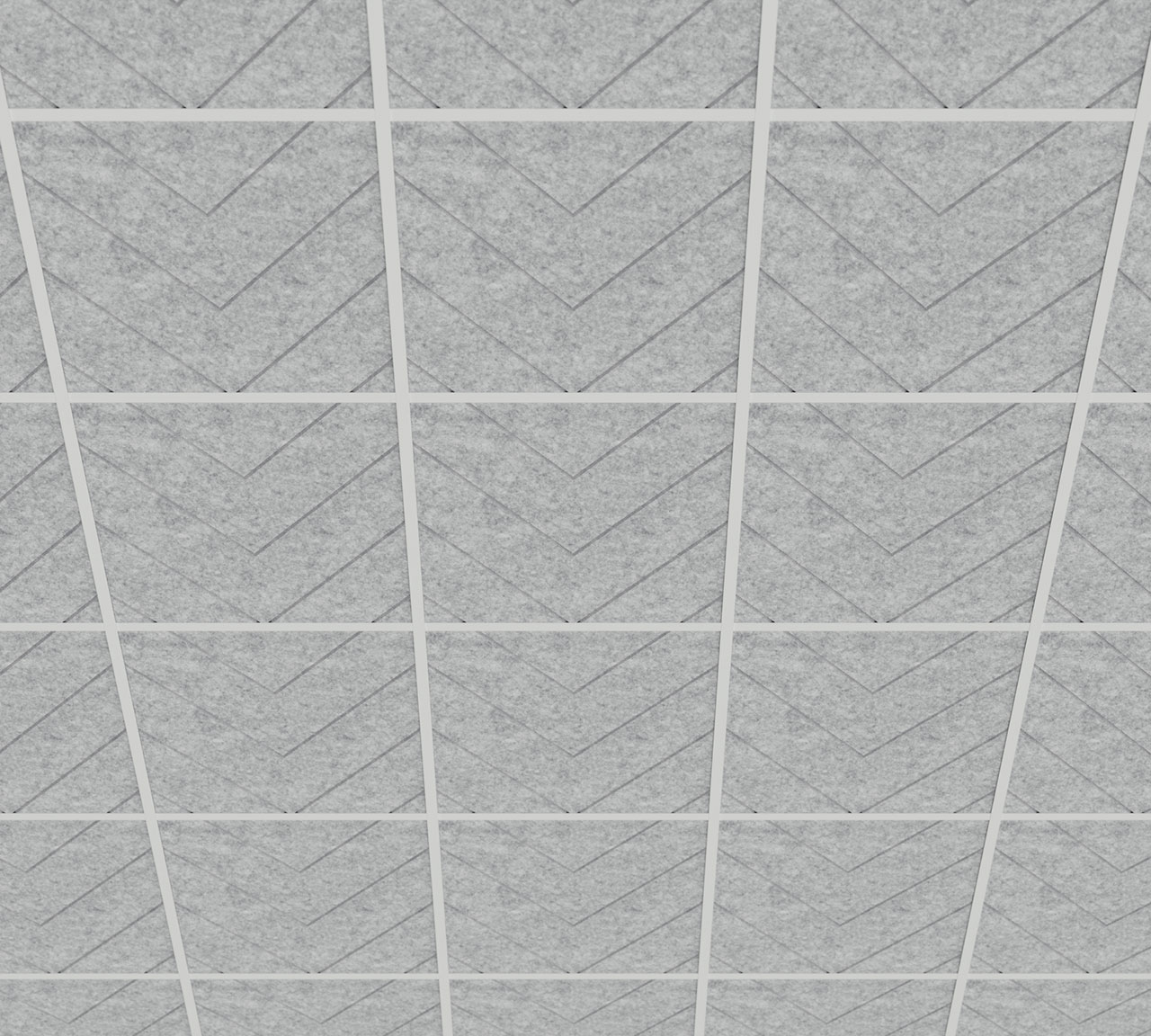 pannello fonoassorbente Chevron M DeFelt per soffitto - applicazione progetto 7