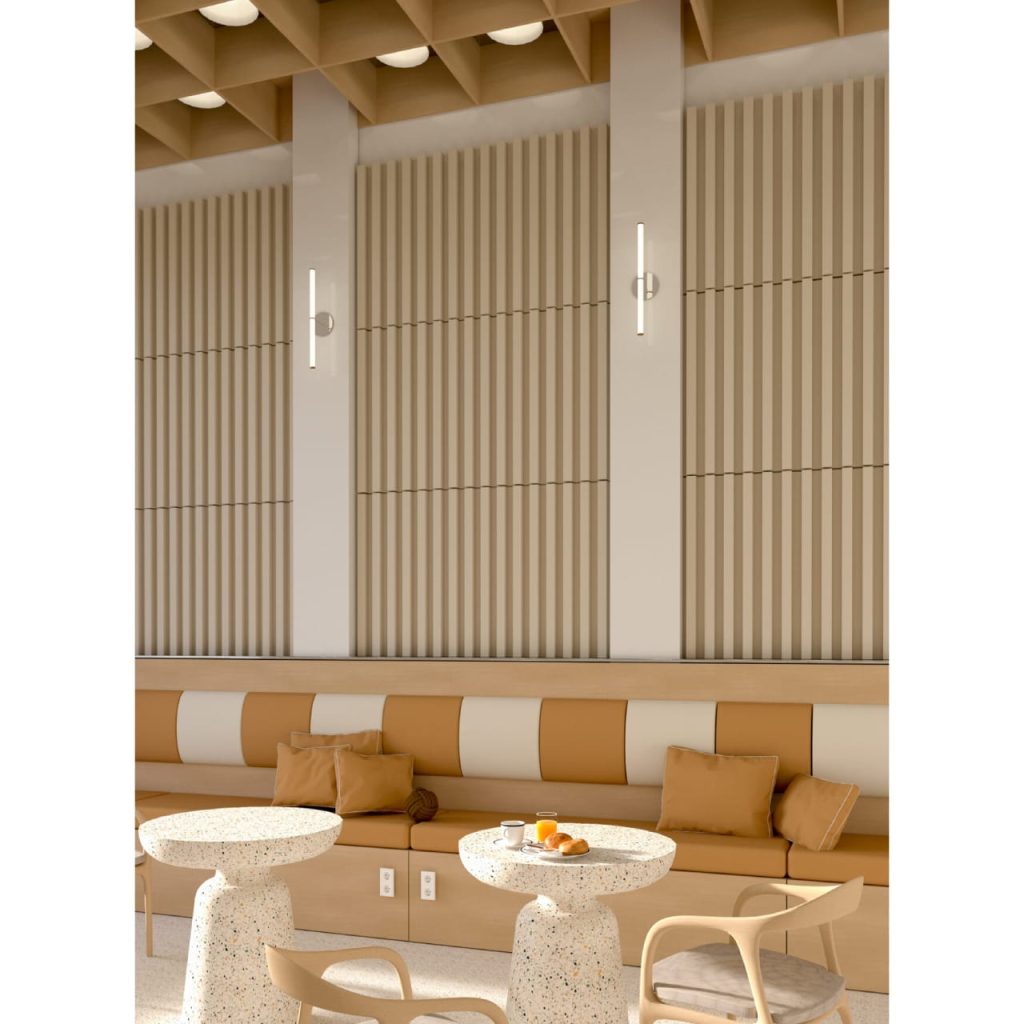Pannelli fonoassorbenti FORMA POLY Lamellas con struttura a lamelle per l'assorbimento acustico direzionale