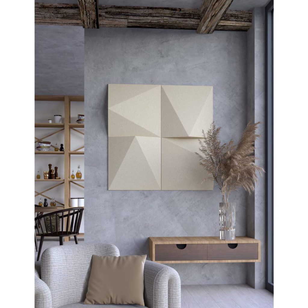 Pannelli fonoassorbenti FORMA POLY Prism con forma prismatica per diffusione e assorbimento del suono