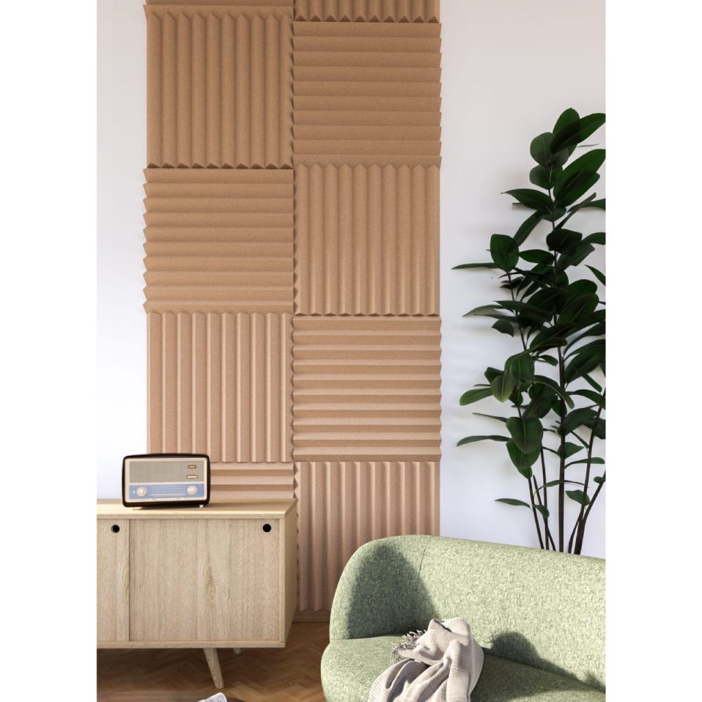 Pannelli fonoassorbenti FORMA POLY Riff con design ritmico per il trattamento acustico decorativo degli ambienti