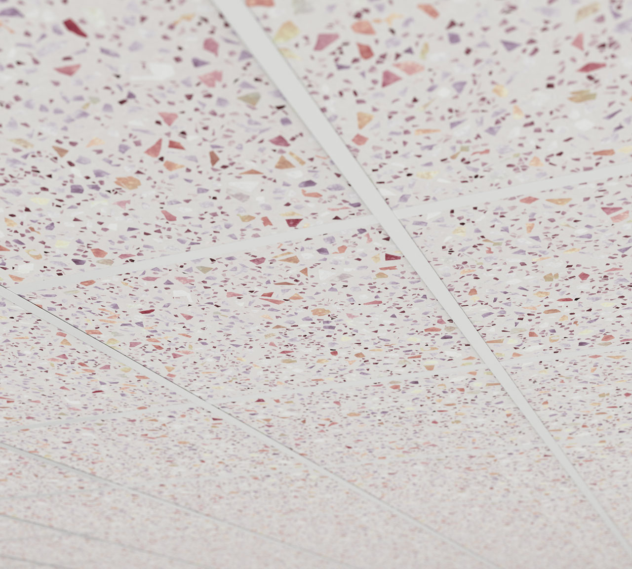 pannello fonoassorbente Terazzo Purple DeFelt per soffitto - applicazione progetto 3