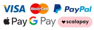 Paga con Bonifico, Carte, PayPal, Apple Pay, Google Pay, o a rate con Scalapay, Heylight, Findomestic