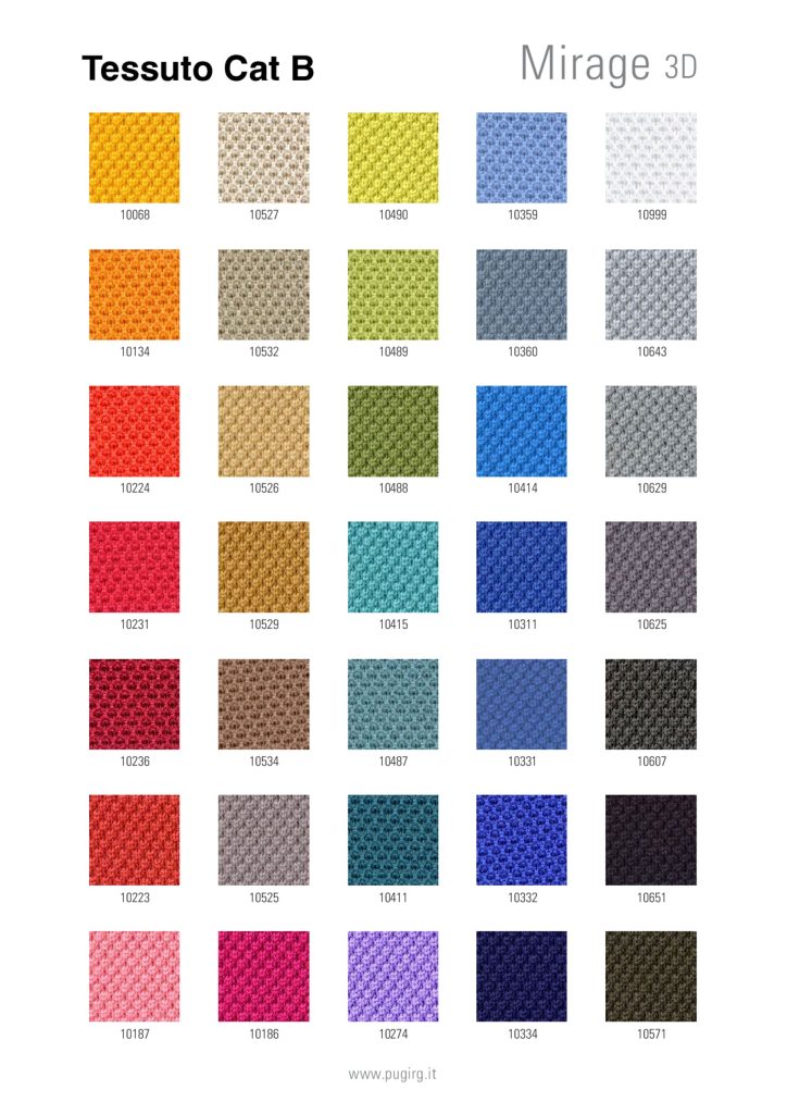 Cartella colori LVB Mirage 3D – tessuti Cat.B