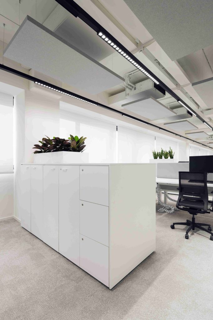 Pannelli LVB Quartetto a soffitto in un ufficio CIAM