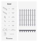 Contenuto della confezione EasySnap Bold: doghe, binari e sistema di sospensione