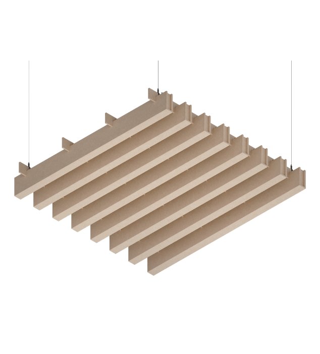 Vista isometrica del modulo di baffle acustici EasySnap Bold in feltro PET