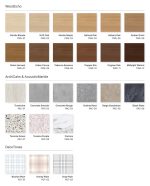 Cartella delle 24 fantasie stampate EasySnap: WoodEcho effetto legno, ArchiCalm e AcousticMarble effetto pietra e marmo, DecoTones