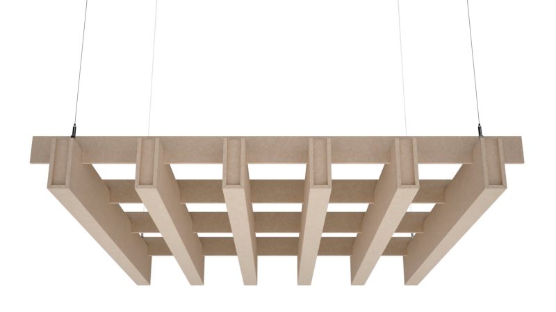 Baffle acustici EasySnap Great installati a soffitto, vista 2
