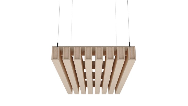 Baffle acustici EasySnap High installati a soffitto, vista 2