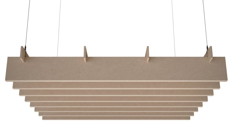 Baffle acustici EasySnap Light Slim in prospettiva sotto il solaio