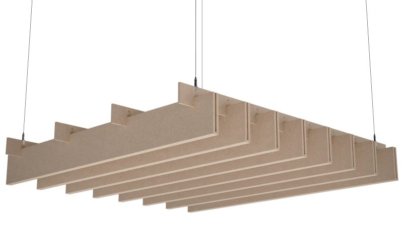 Vista ravvicinata delle doghe del baffle acustico EasySnap Light Slim