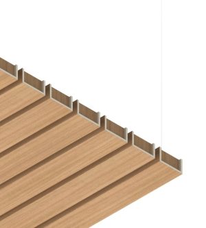 Baffle acustico EasySnap Wide in feltro PET stampato effetto legno, fantasia PWE-06