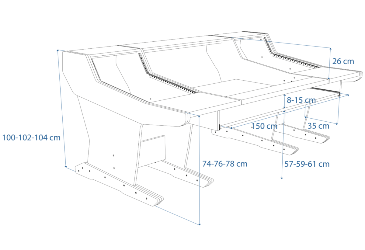 Disegno tecnico in prospettiva Audient ASP4816 Buso Audio