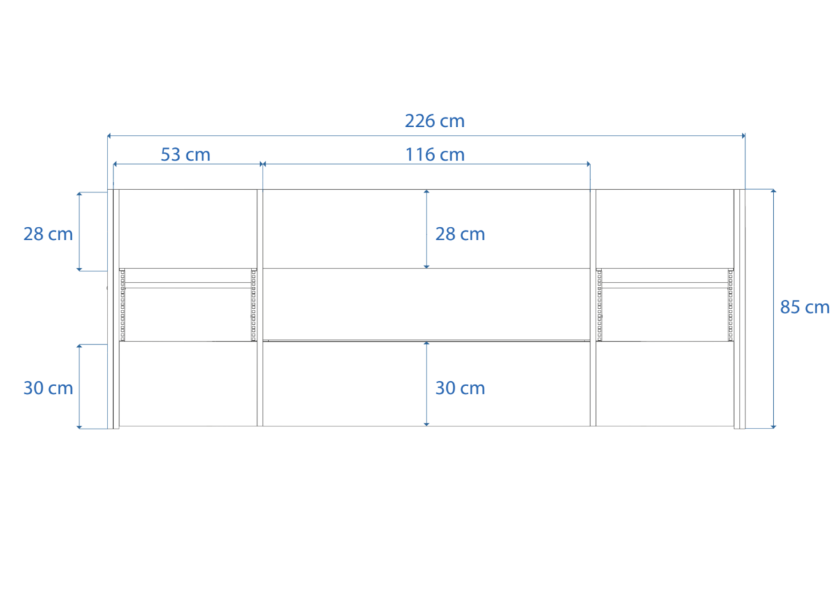 Disegno tecnico quotato con misure Control 88 Buso Audio