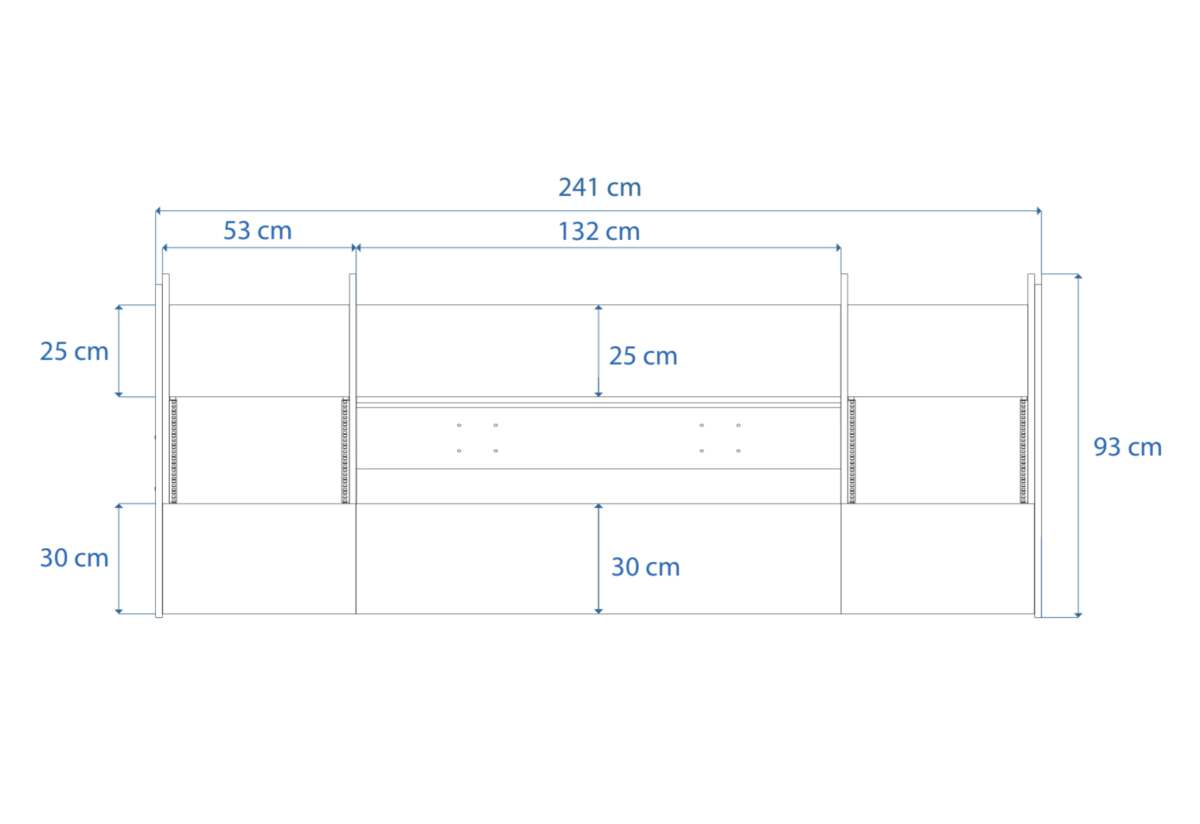 Disegno tecnico quotato con misure Control Raven Max Double Buso Audio