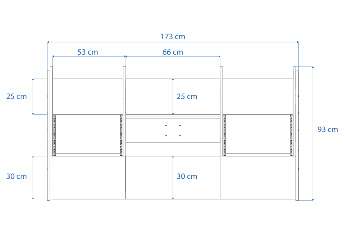Disegno tecnico quotato con misure Control Raven Max Single Buso Audio