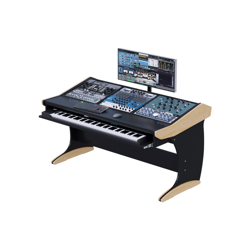 consolle-buso-master-3-header Consolle ampia con schermo ultrawide su asta, apparecchiature audio allineate sul piano e tastiera a 88 tasti