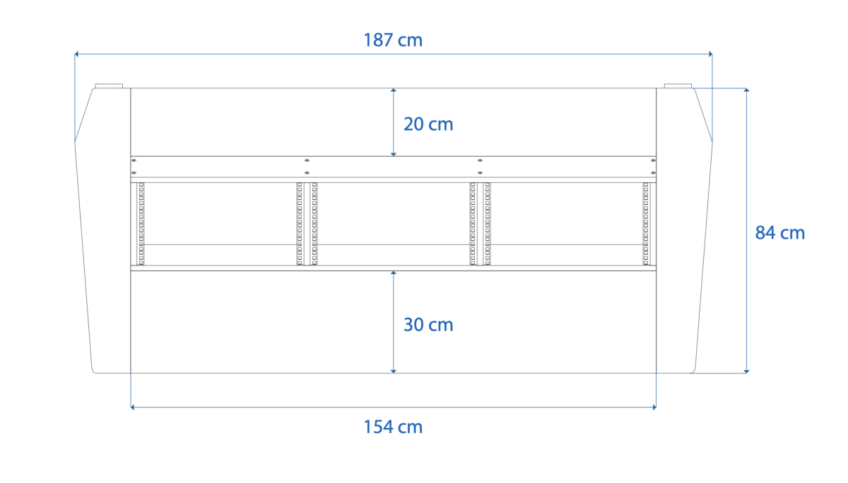Disegno tecnico quotato con misure Producer 3 Rise Pro Buso Audio