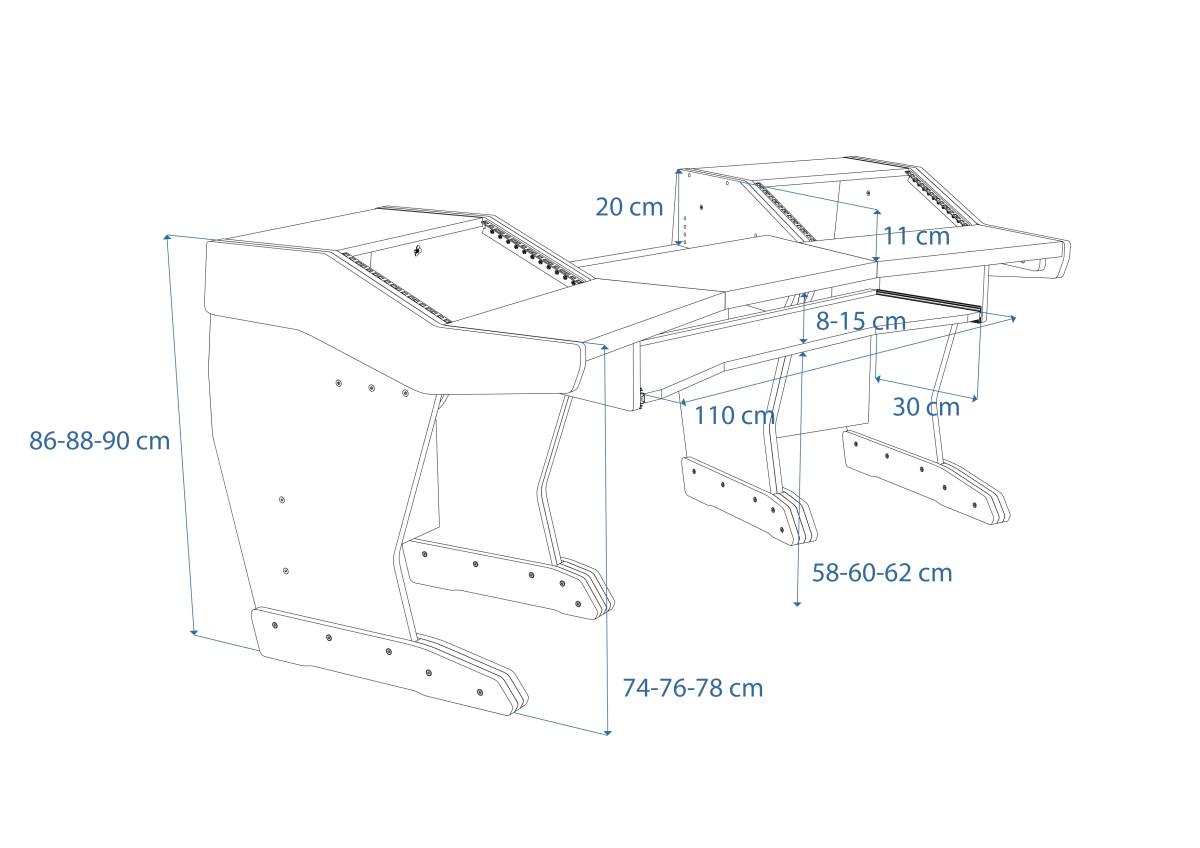Disegno tecnico in prospettiva Producer 61 Buso Audio