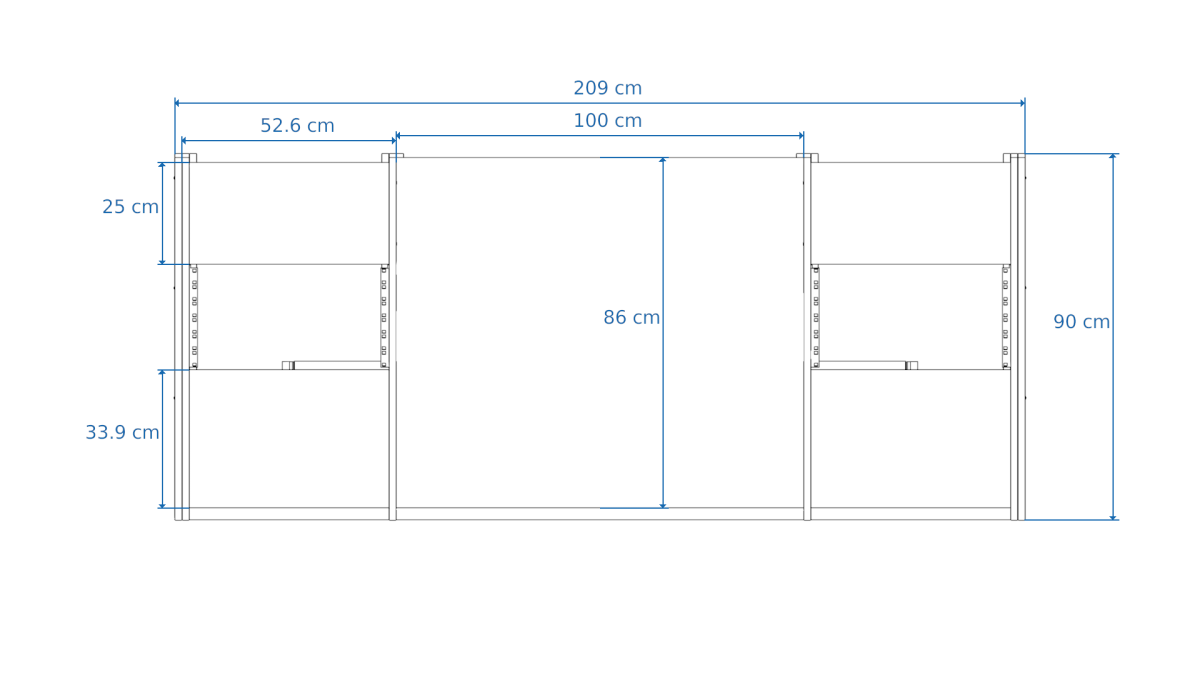Disegno tecnico quotato con misure Producer Classic 88 Buso Audio