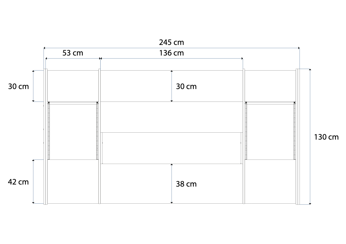 Disegno tecnico quotato con misure SSL AWS Delta Buso Audio