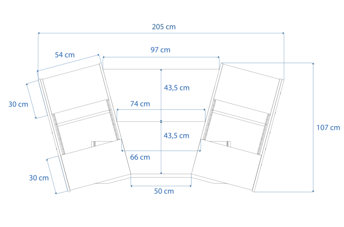Disegno tecnico quotato con misure Studio 61 Buso Audio