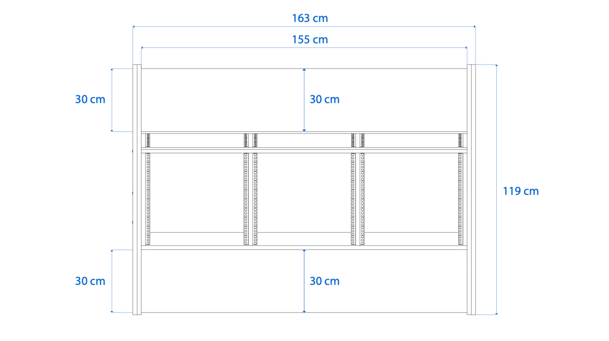 Disegno tecnico quotato con misure Studio Classic Buso Audio